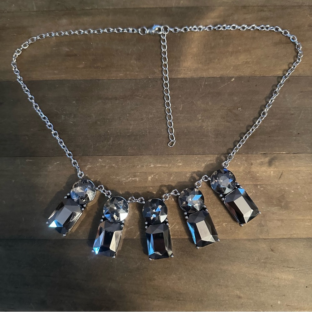 Chunky Rectangular Rhinestone Statement Necklace - image 2